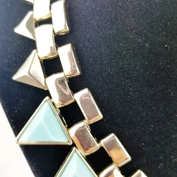 Gold & Mint Green Pyramid Necklace - Picture 4 of 9